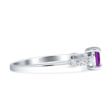Heart Leaf Vintage Promise Ring Amethyst CZ Solid 925 Sterling Silver Wholesale